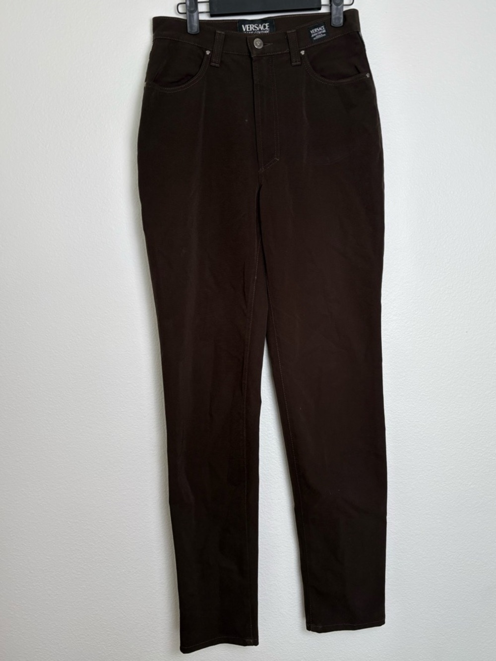 Versace Dark Brown Slim Womens Casual Pants Size 32/46 Made In Italy